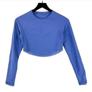 Gymshark Whitney Simmons Womens (S) Crop Long Sleeve Fitted Top Shirt Blue
